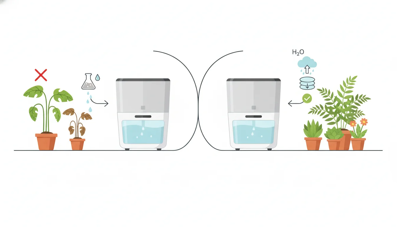 Illustration showing can dehumidifier water be used for plants concept