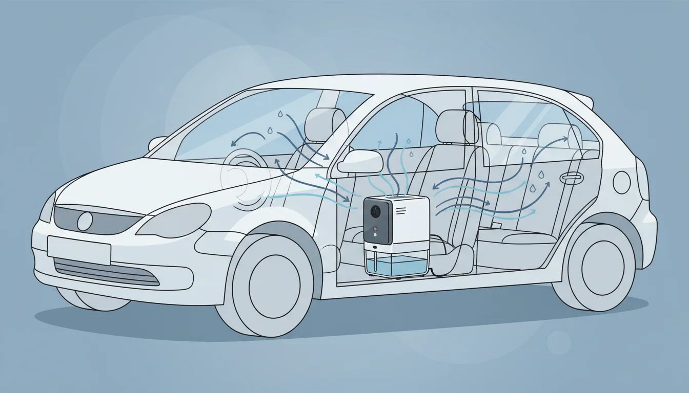 Illustration showing dehumidifier for car concept