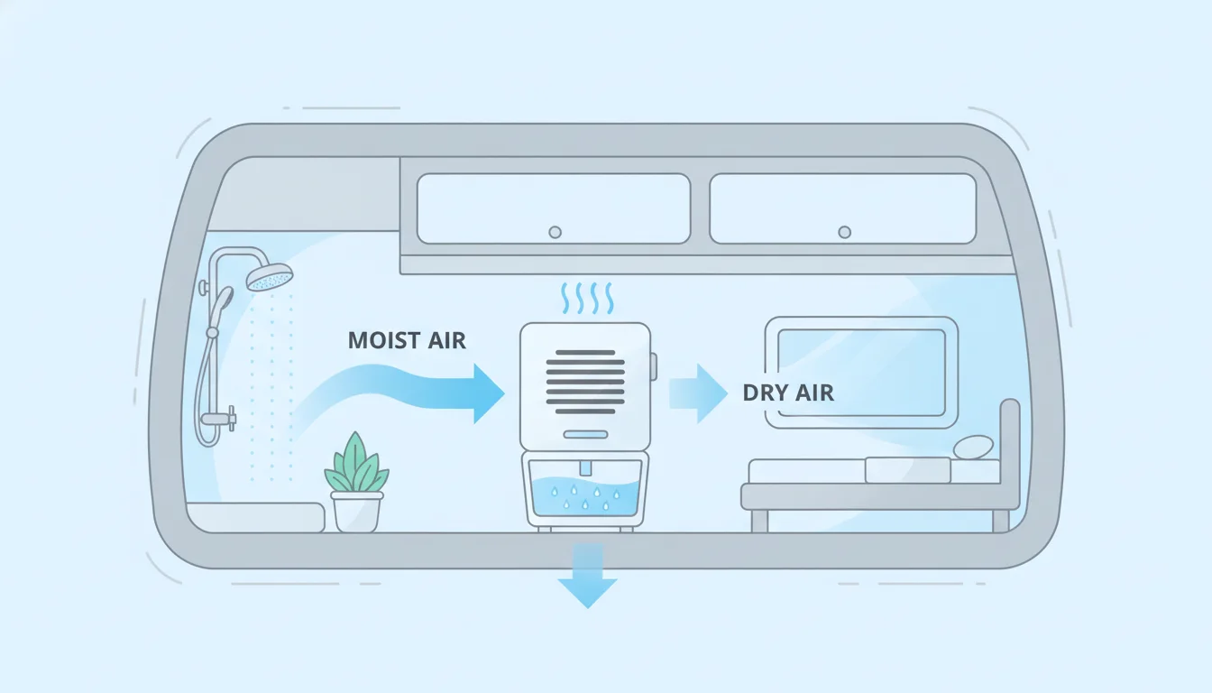 Illustration showing dehumidifier for rv concept
