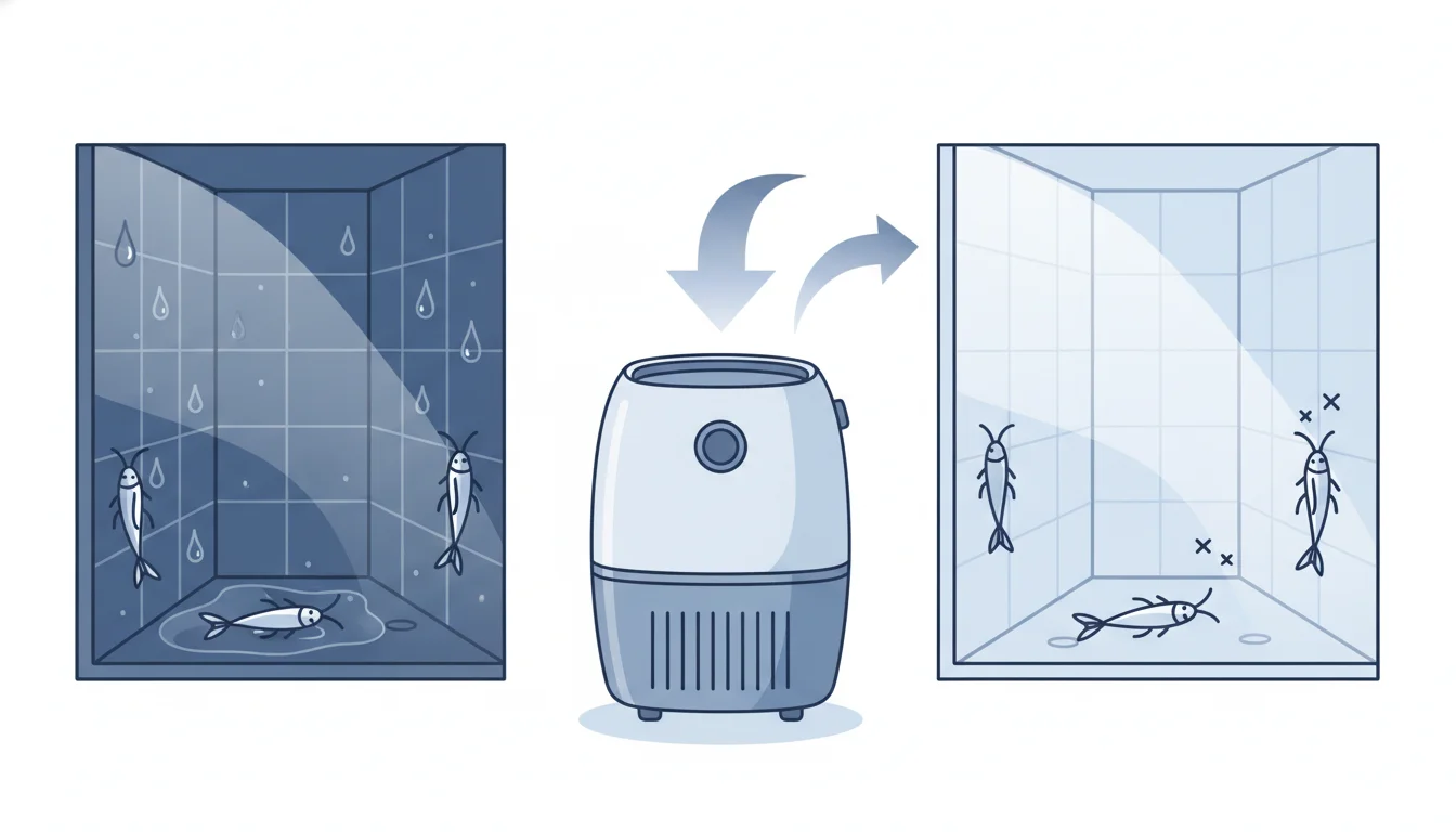 Illustration showing will dehumidifier get rid of silverfish concept
