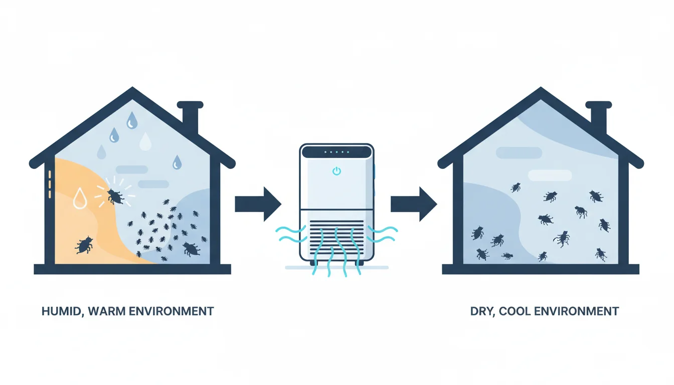 Illustration showing will dehumidifier kill fleas concept
