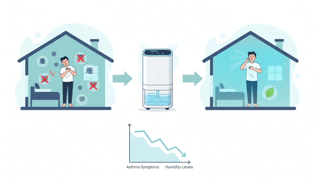 Illustration showing would a dehumidifier help with asthma concept