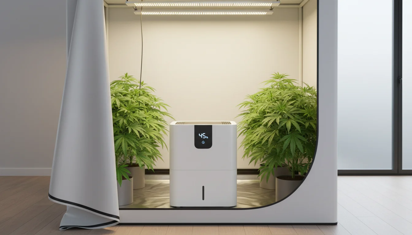 dehumidifier inside grow tent - featured image for guide